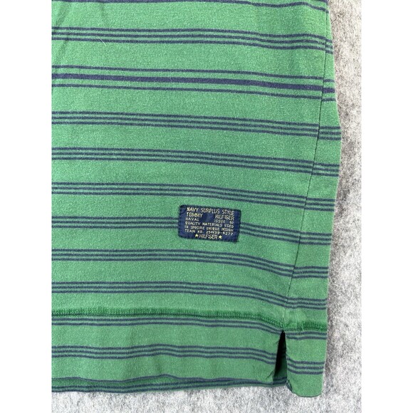 Vintage Tommy Hilfiger Shirt Men's Size XL Green Striped Hooded Short Sleeves - Picture 4 of 7